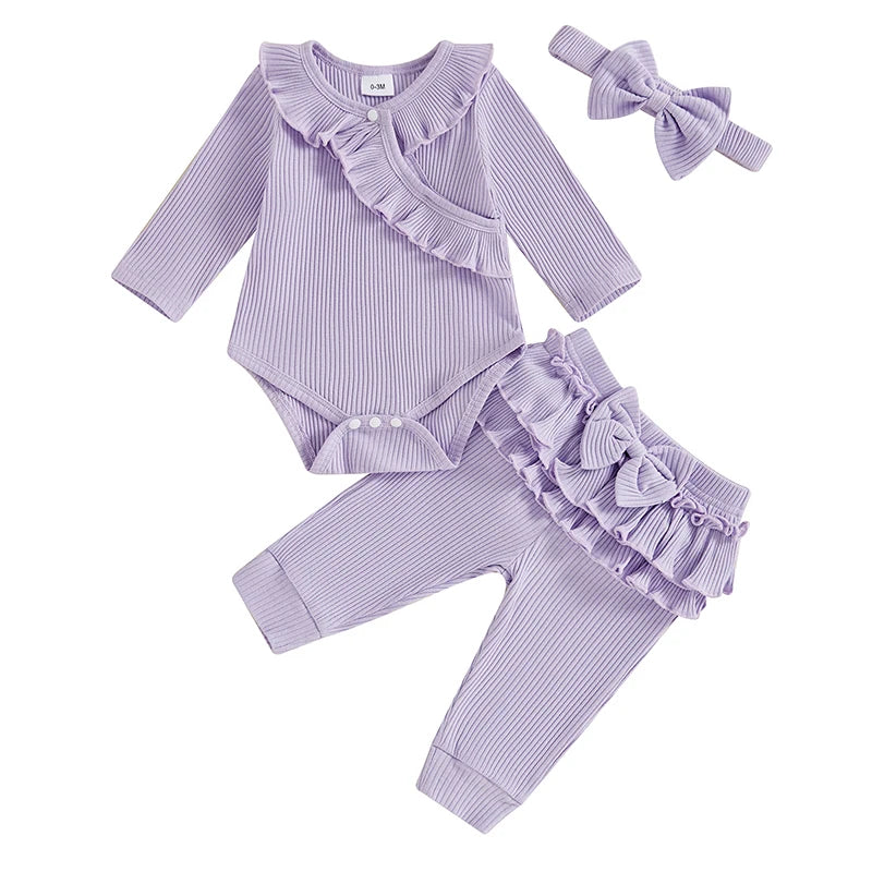 Romper with Patchwork Pants and Bowknot Set