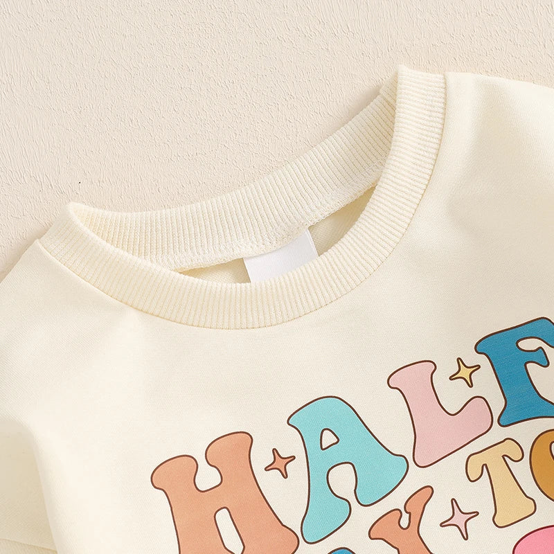 Half 1st Birthday Letter Print Long Sleeve Bodysuits