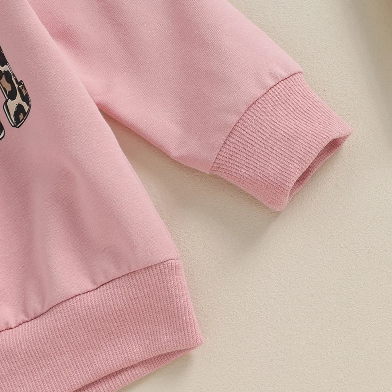 Letter & Leopard Print Pullover Strap Pants