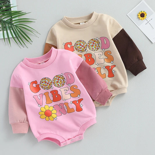 Floral Letter Print Long Sleeve Bodysuit