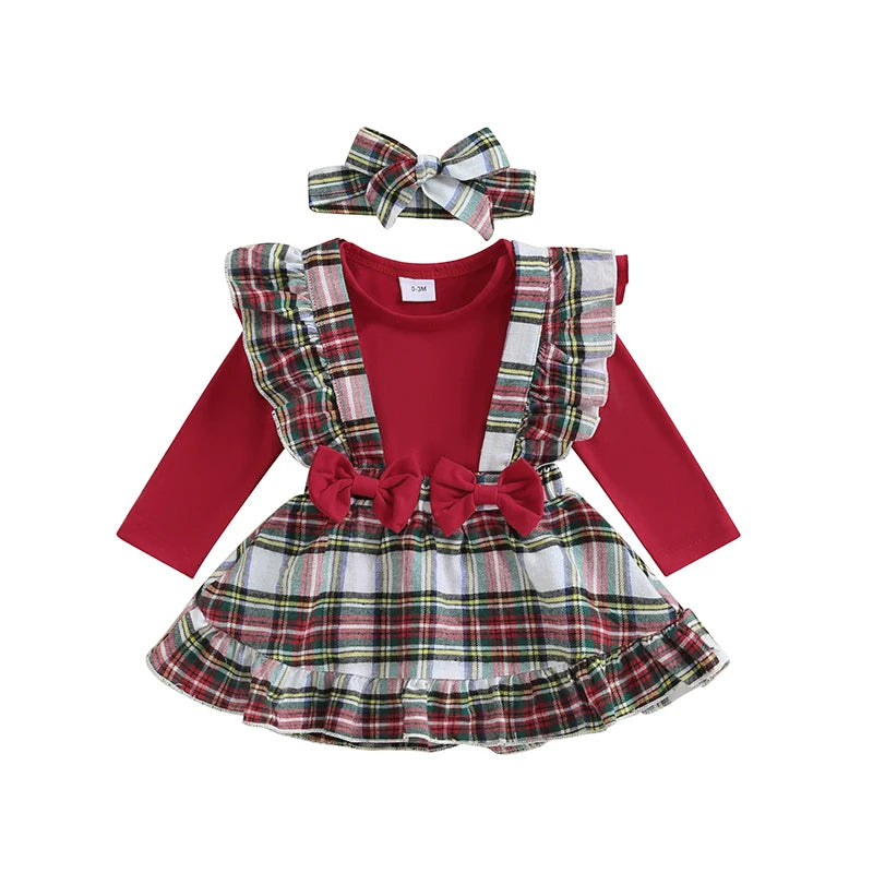 Plaid Suspender Skirt Headband Sets