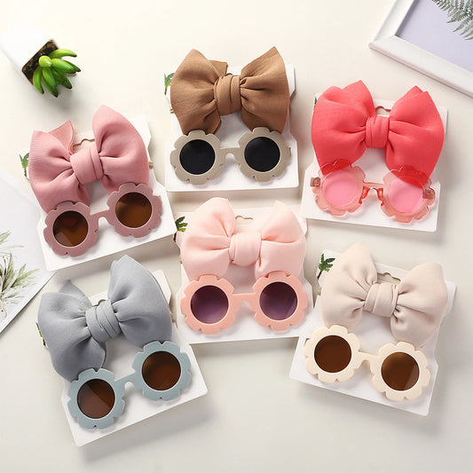 Flower Shape Sunglasses Bow Headband