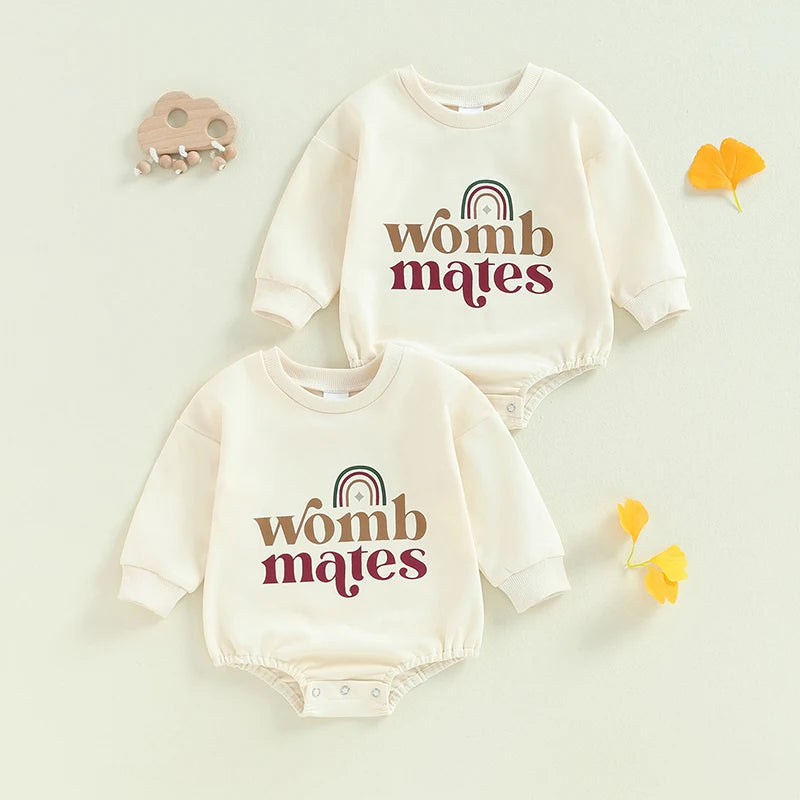 Rainbow Letter Print Long Sleeve Bodysuits
