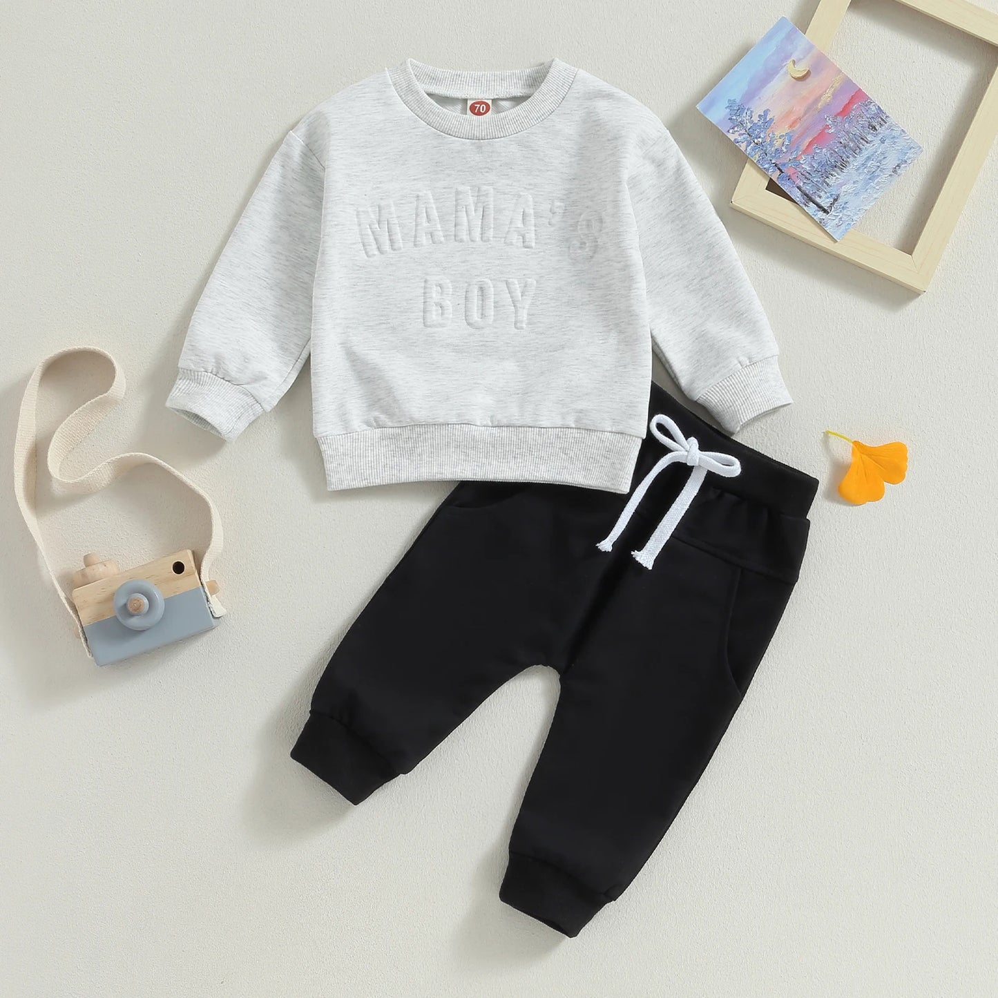 Sweatshirts Tops Elastic Waist Pants Set