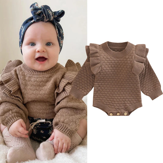 Knit Ruffle Warm Long Sleeve Bodysuit