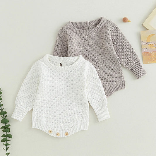 Solid Color Knitted Sweater Bodysuit