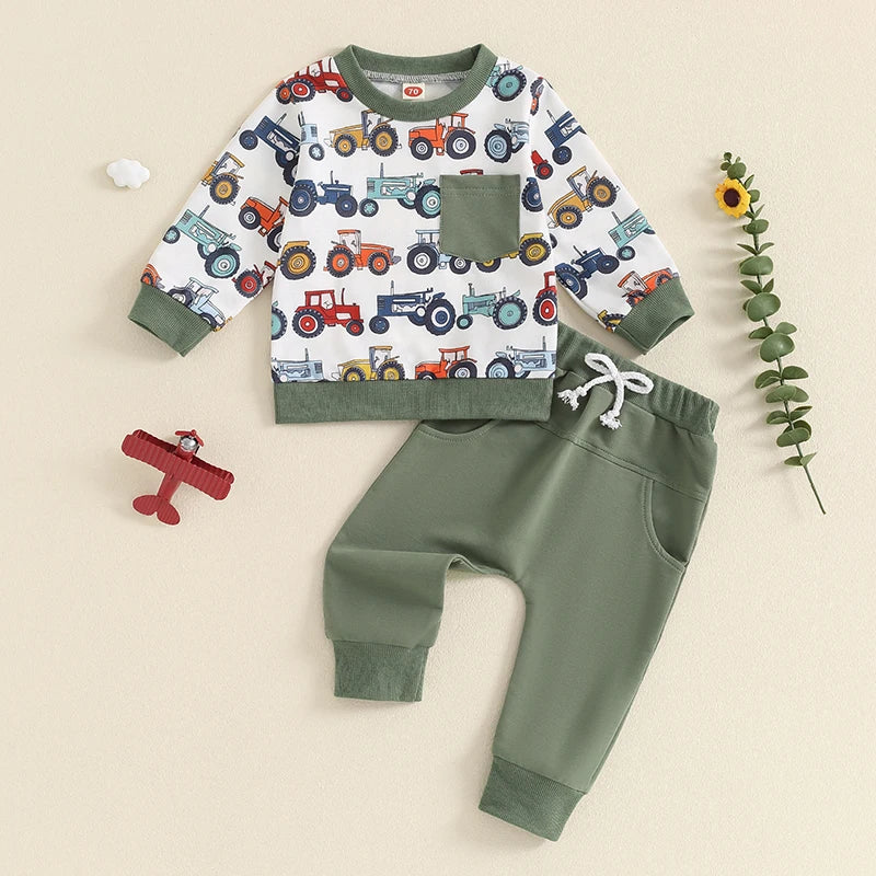 Print Sweatshirt with Elastic Waist Sweatpants