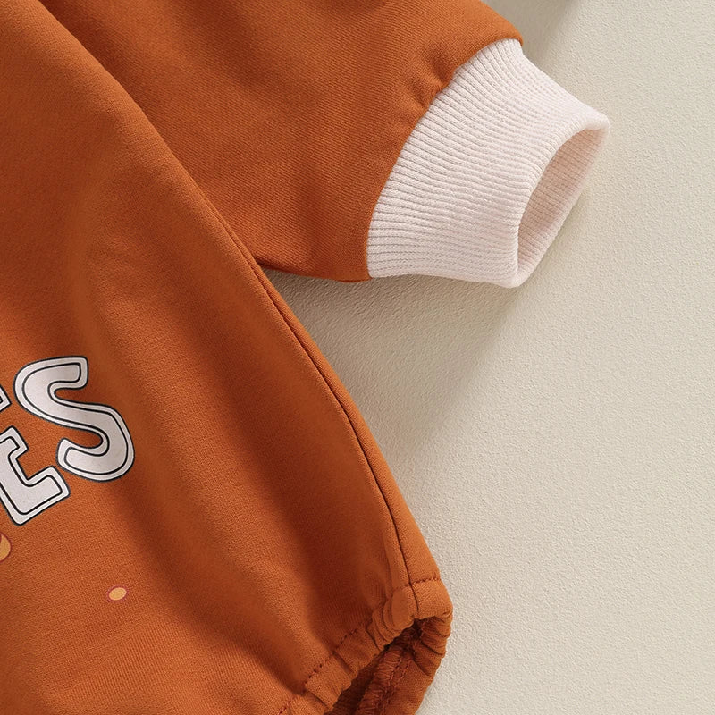 Crew Neck Letters Tree Print Fall Bodysuit
