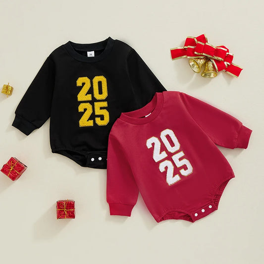 Letter Embroidery Long Sleeve Bodysuits