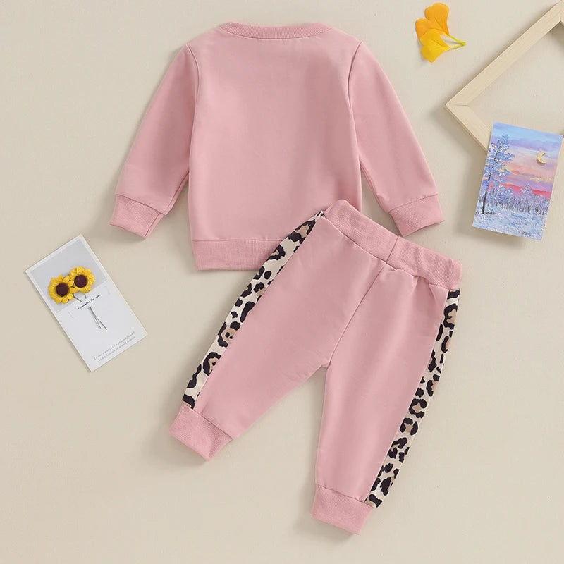 Letter & Leopard Print Pullover Strap Pants