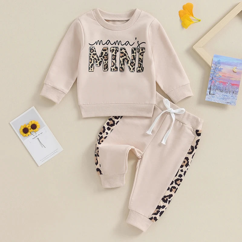 Letter & Leopard Print Pullover Strap Pants