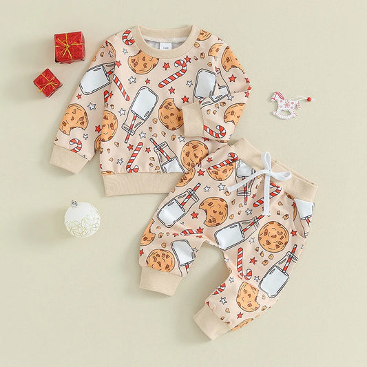 Cookie Cane Sweatshirt Elastic Pants Set