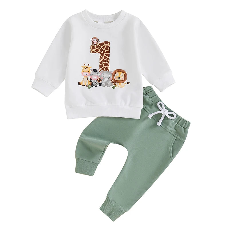 Long Sleeve Sweatshirt Elastic Waist Pants Set