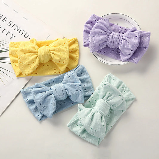 Embroidered Lace Hollow Hole Stretch Bow Headband