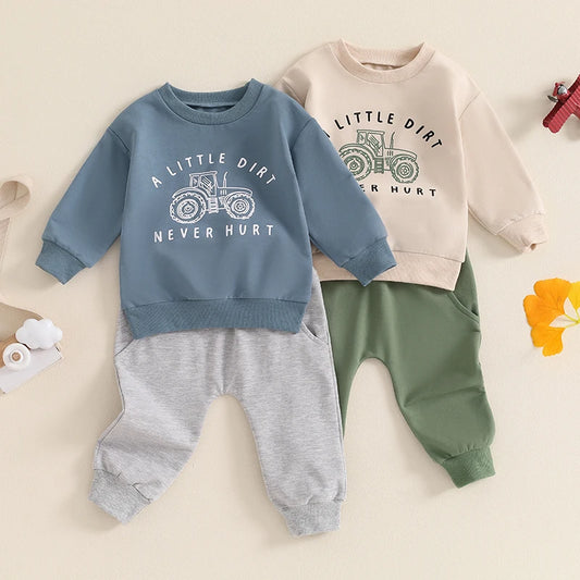 “A Little Dirt Never Hurt” Toddler Outfit – Cozy Top & Jogger Set