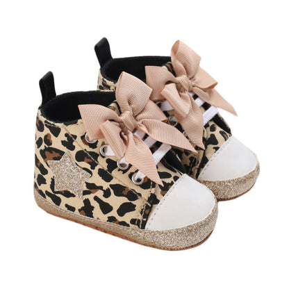Leopard / Star Printed Bowknot Soft-Soled Shoes
