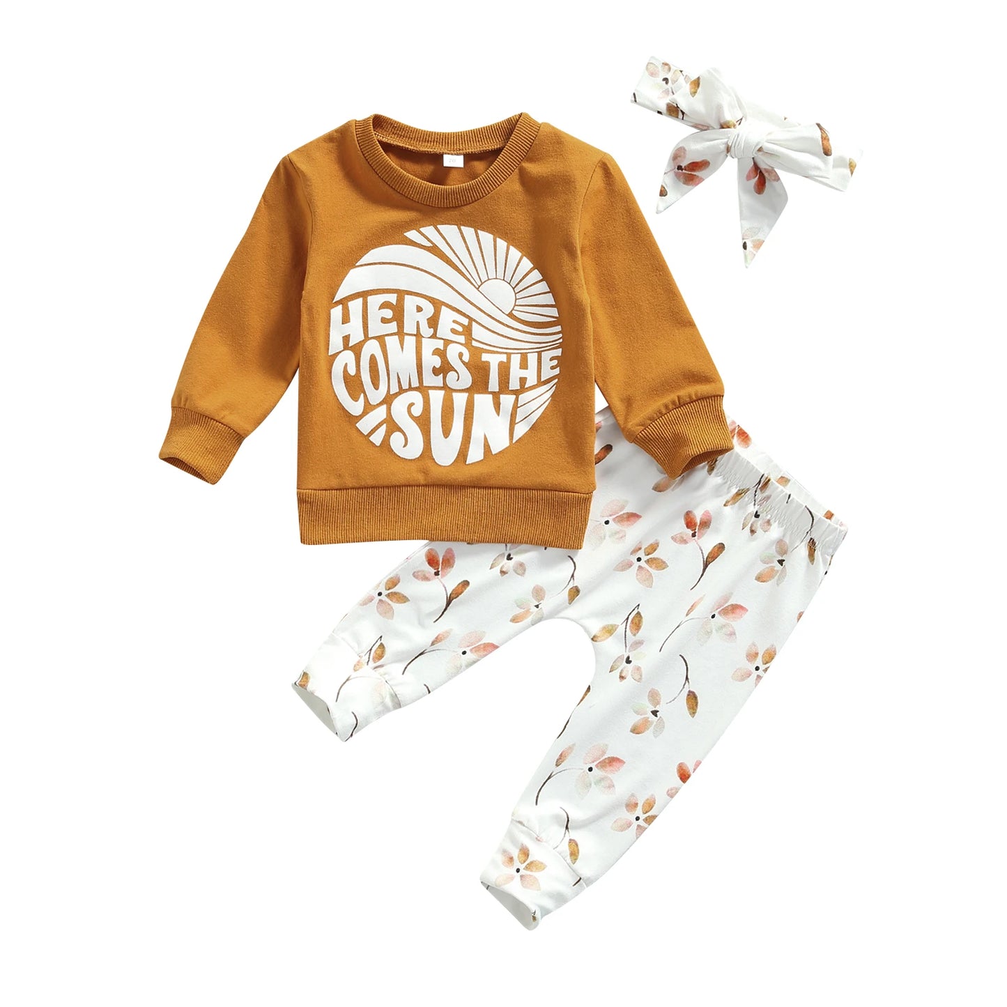 Letter Printed Top Long Pants Headband Set