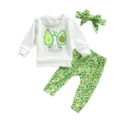 Letter Printed Top Long Pants Headband Set