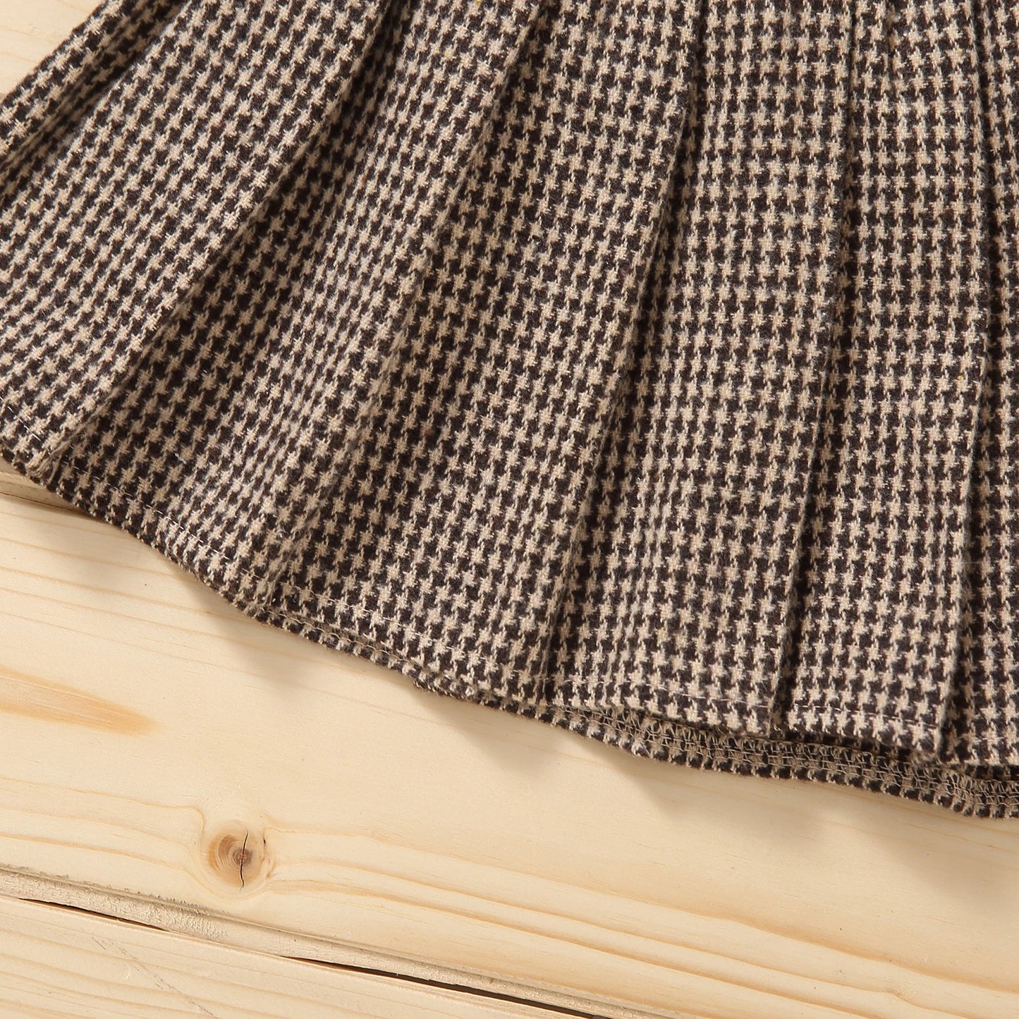Solid Turtleneck Knitwear Pleated Skirt
