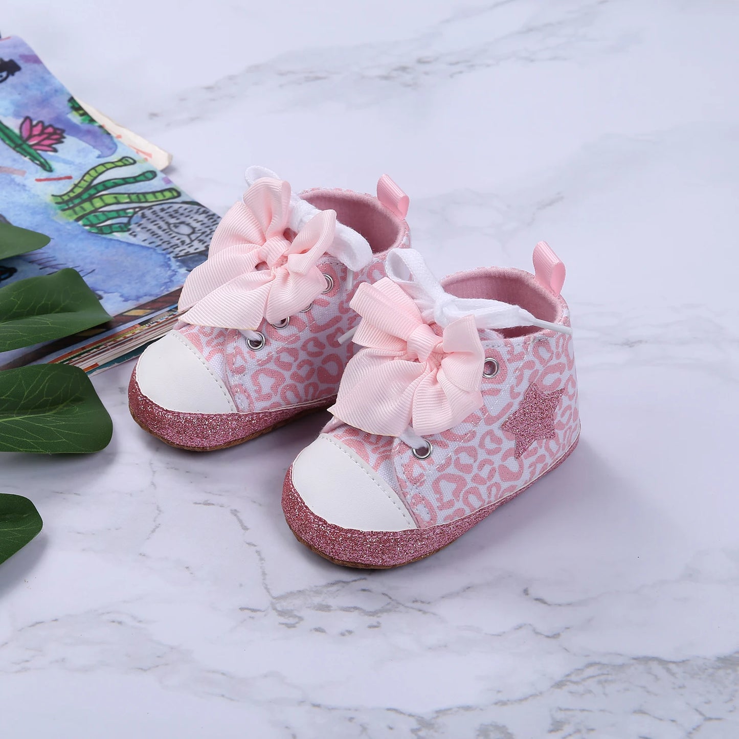 Leopard / Star Printed Bowknot Soft-Soled Shoes