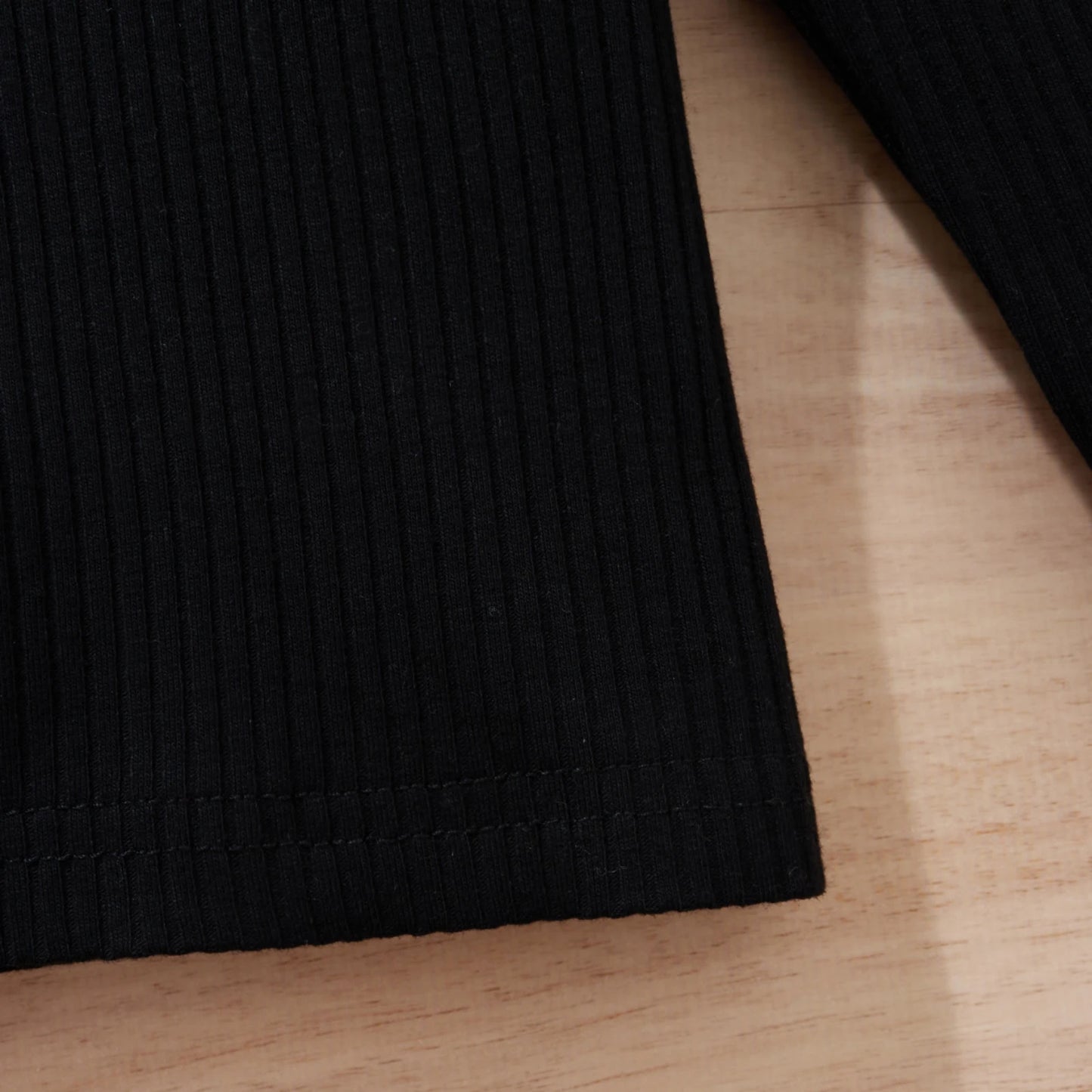 Solid O-Neck Top Black Shirt Bow Skirt