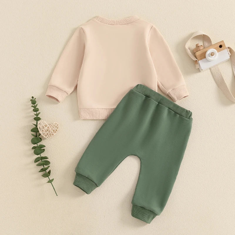Letter Print Sweatshirt with Elastic Waist Pants