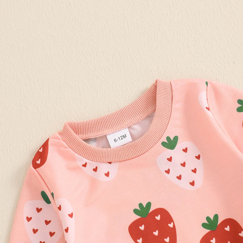 Strawberry Print Sweatshirt with Flare Pants