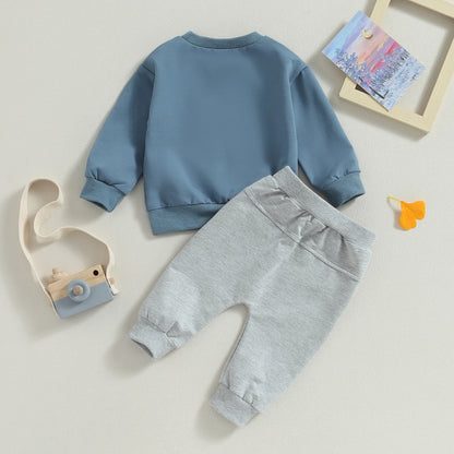 Sweatshirts Tops Elastic Waist Pants Set