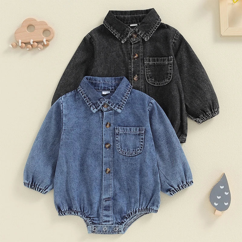 Long Sleeve Lapel Collar Solid Color Bodysuit