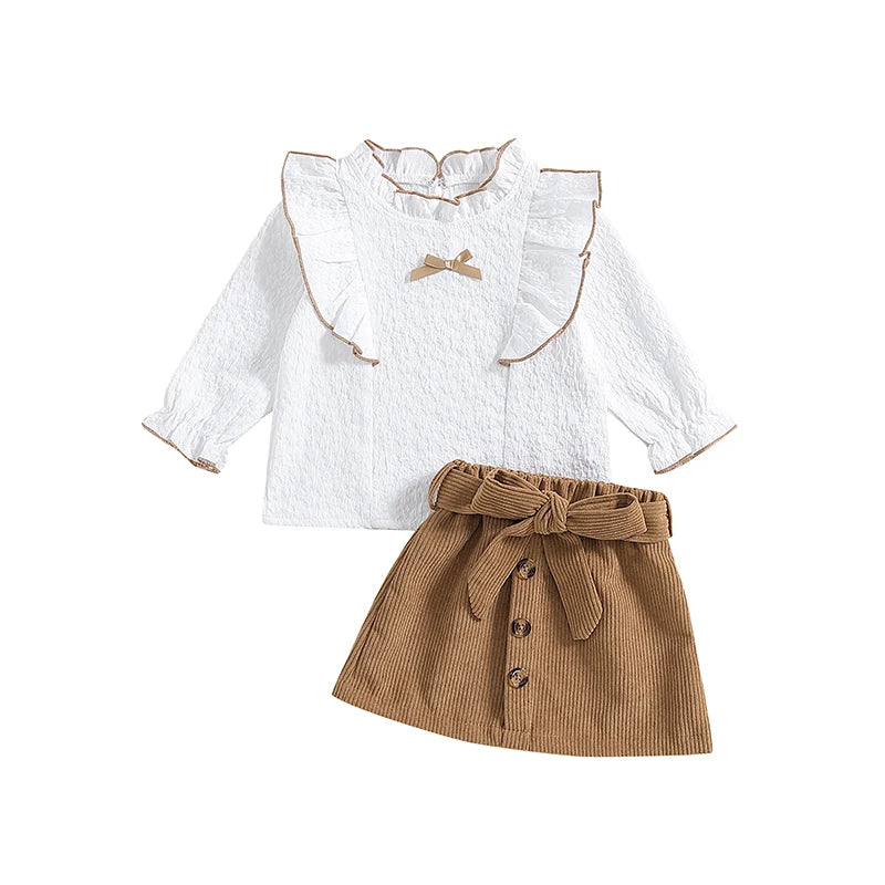 Solid Color Button Skirt with Belt