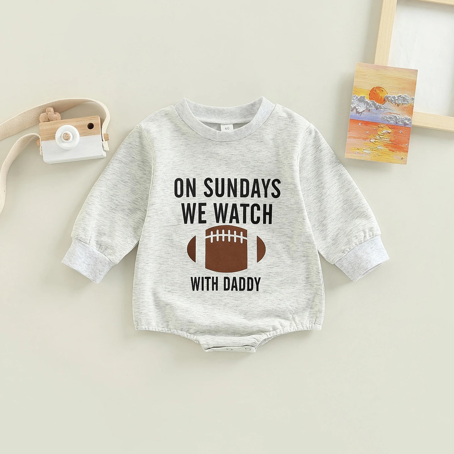 Rugby Letters Print Long Sleeve Bodysuit