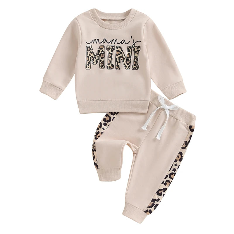 Letter & Leopard Print Pullover Strap Pants