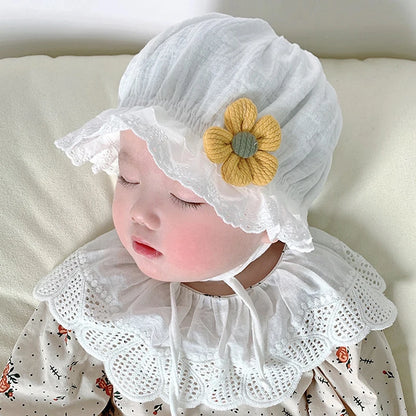 Court Style Flower Patchwork Wide Brim Hat