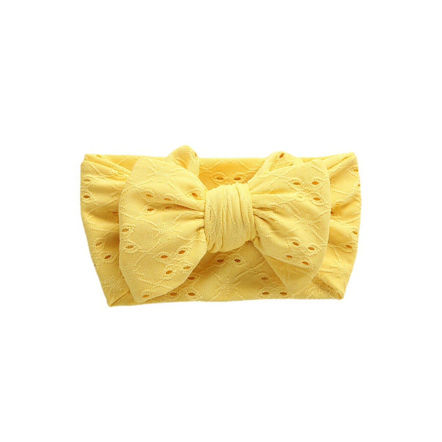 Embroidered Lace Hollow Hole Stretch Bow Headband