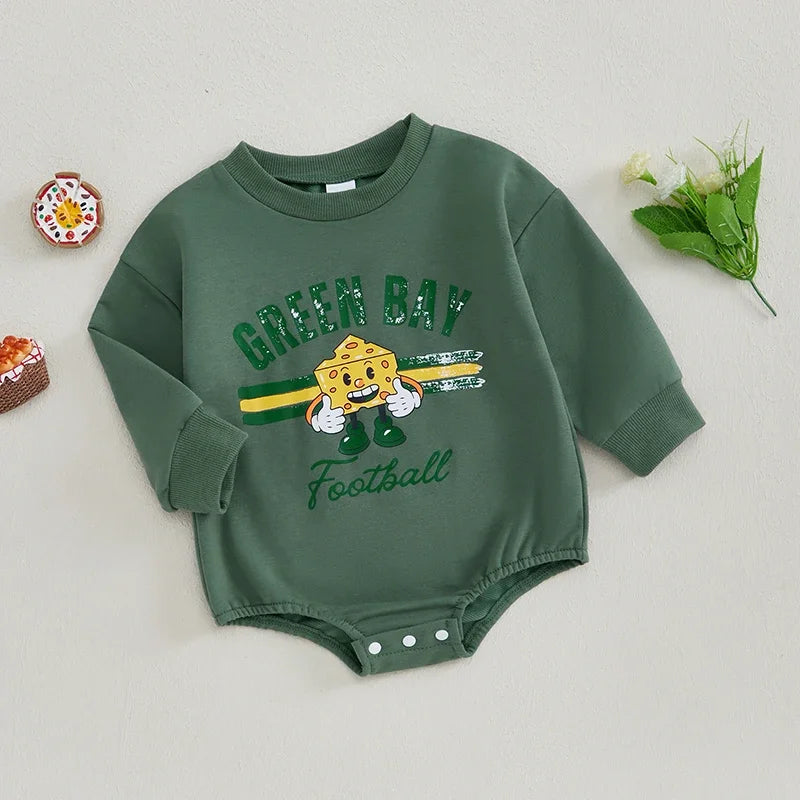Letter Cartoon Print Long Sleeve Bodysuits