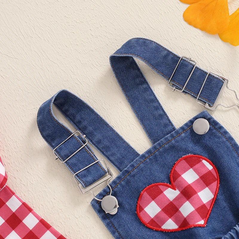 Tops + Denim Suspender Skirt Set