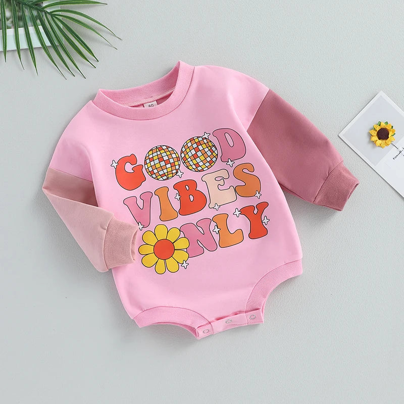 Floral Letter Print Long Sleeve Bodysuit