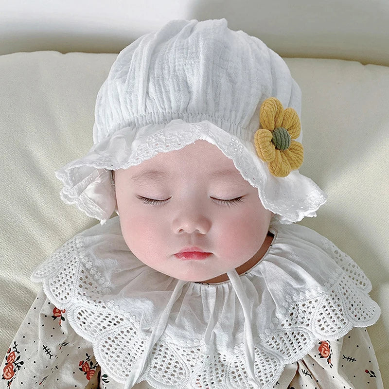 Court Style Flower Patchwork Wide Brim Hat