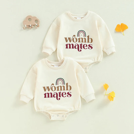 Rainbow Letter Print Long Sleeve Bodysuits