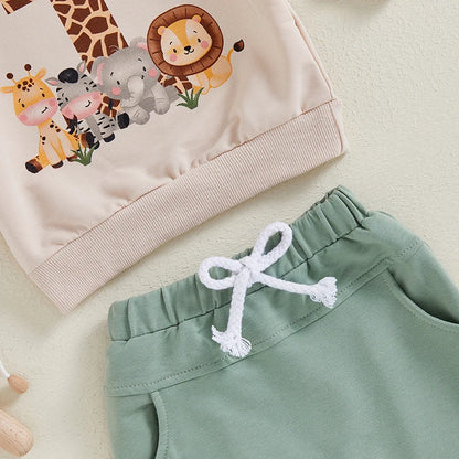 Long Sleeve Sweatshirt Elastic Waist Pants Set
