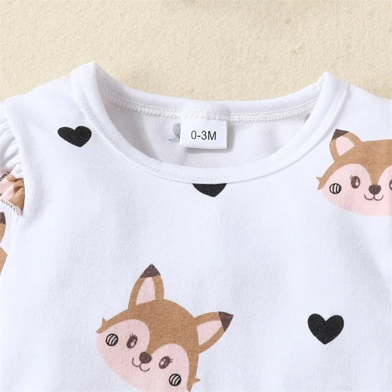 Fox Print Suspender Skirt Headband Set