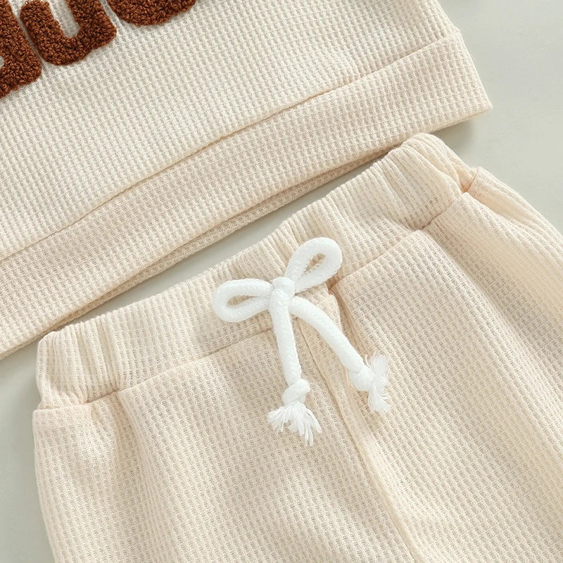 Sweatshirt with Elastic Waist Solid Pants Set