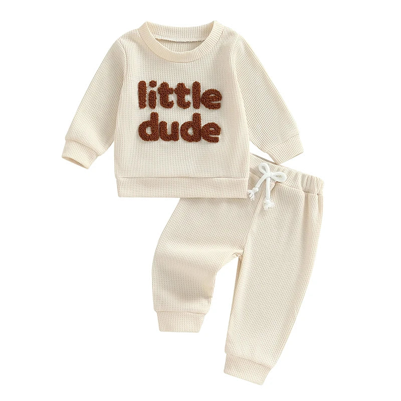 Sweatshirt with Elastic Waist Solid Pants Set