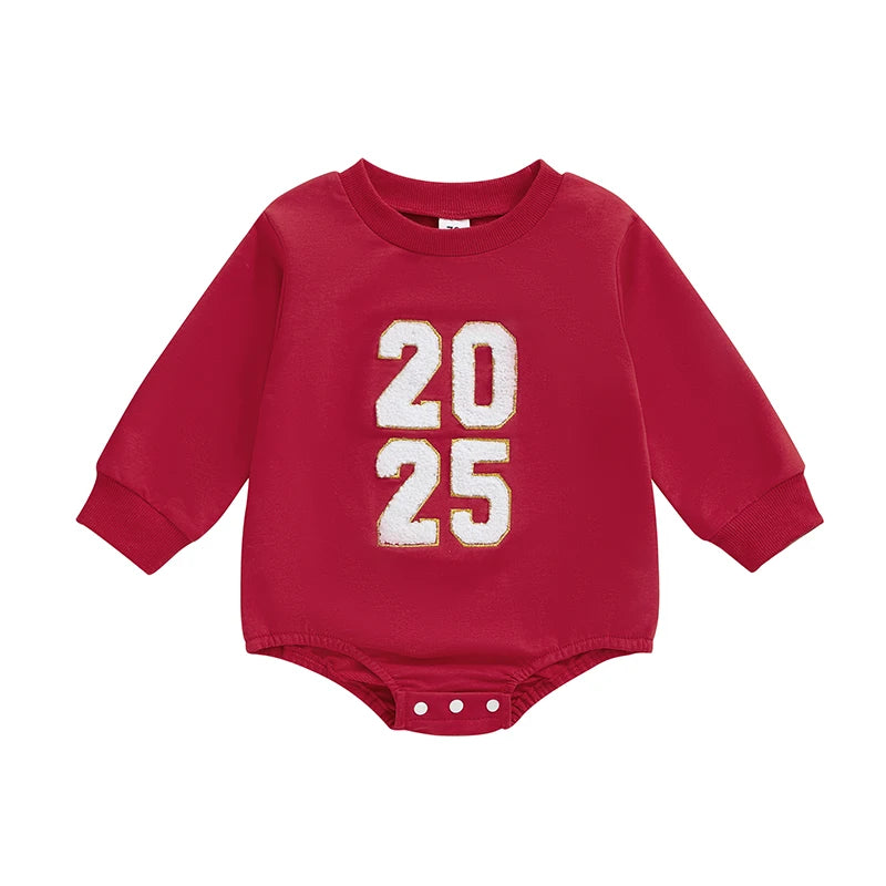 Letter Embroidery Long Sleeve Bodysuits
