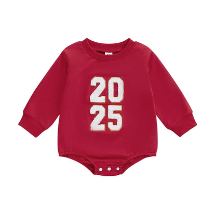 Letter Embroidery Long Sleeve Bodysuits
