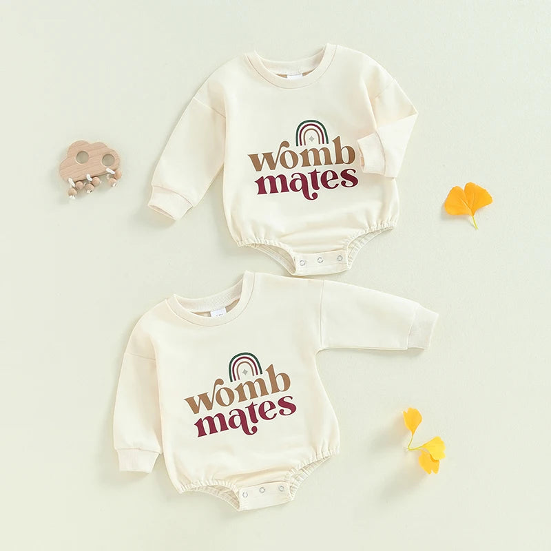 Rainbow Letter Print Long Sleeve Bodysuits
