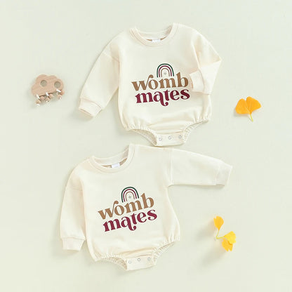 Rainbow Letter Print Long Sleeve Bodysuits