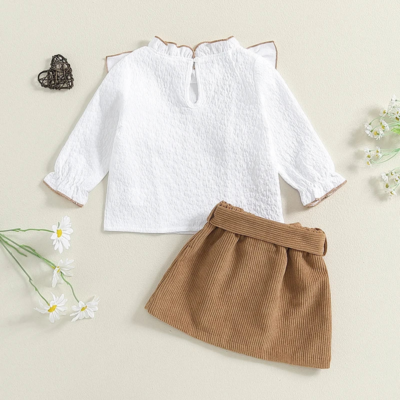 Solid Color Button Skirt with Belt