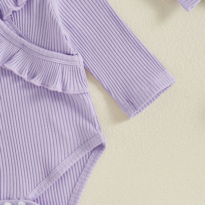 Romper with Patchwork Pants and Bowknot Set