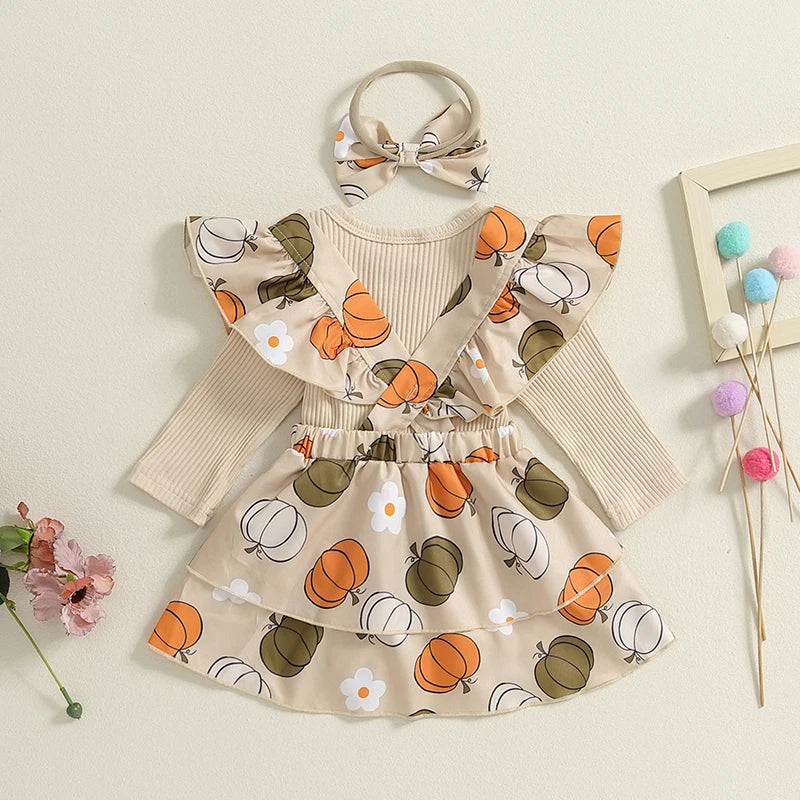 Baby Girls Ruffled Trim Overalls Skirt